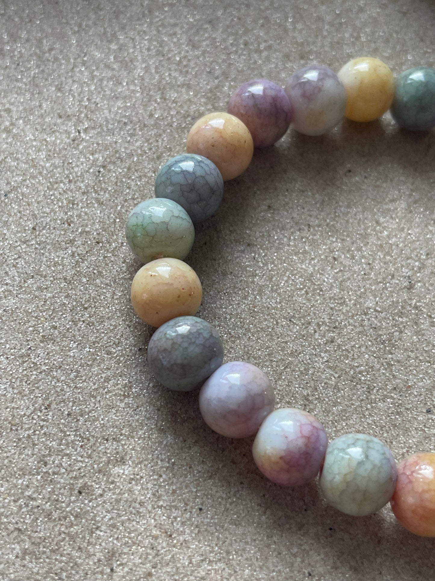 Multi Coloured #3 Stone Round Bead Bracelet