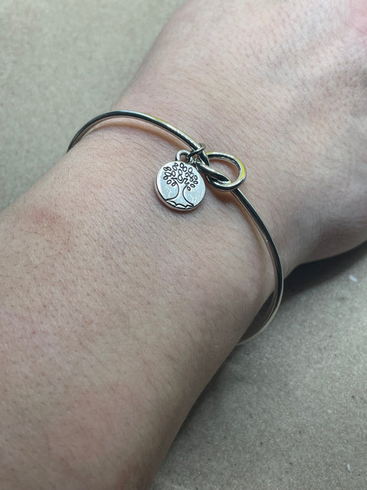 Silver Tree Of Life Twisted Bangle