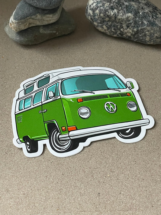 Green Camper Van Vinyl Die-Cut Sticker
