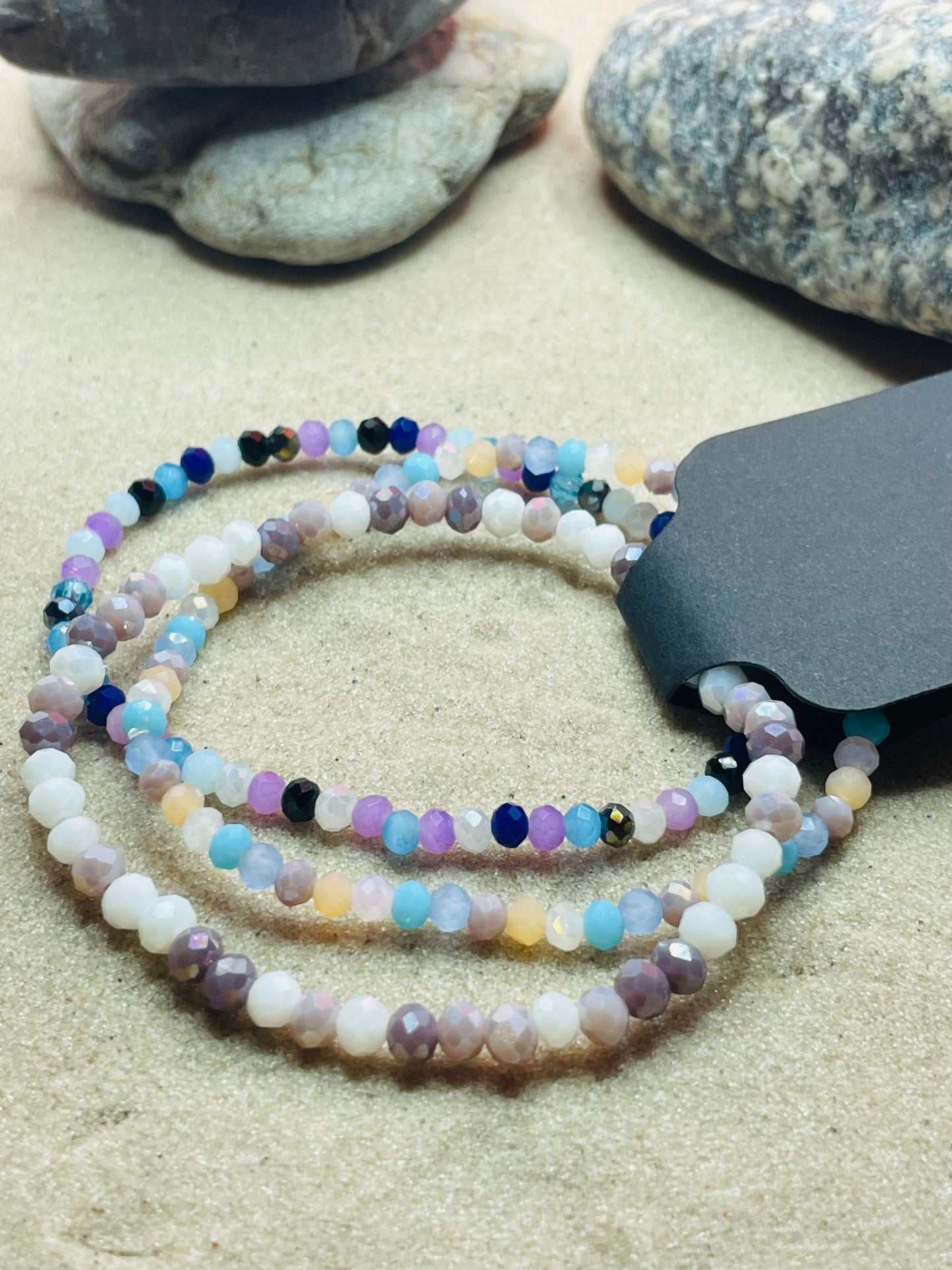 Multicoloured Austria Crystal Faceted Rondelle Glass Beaded Bracelet Set Design#2