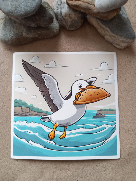 Splann The Seagull - Stealing Pasty Vinyl Die-Cut Sticker