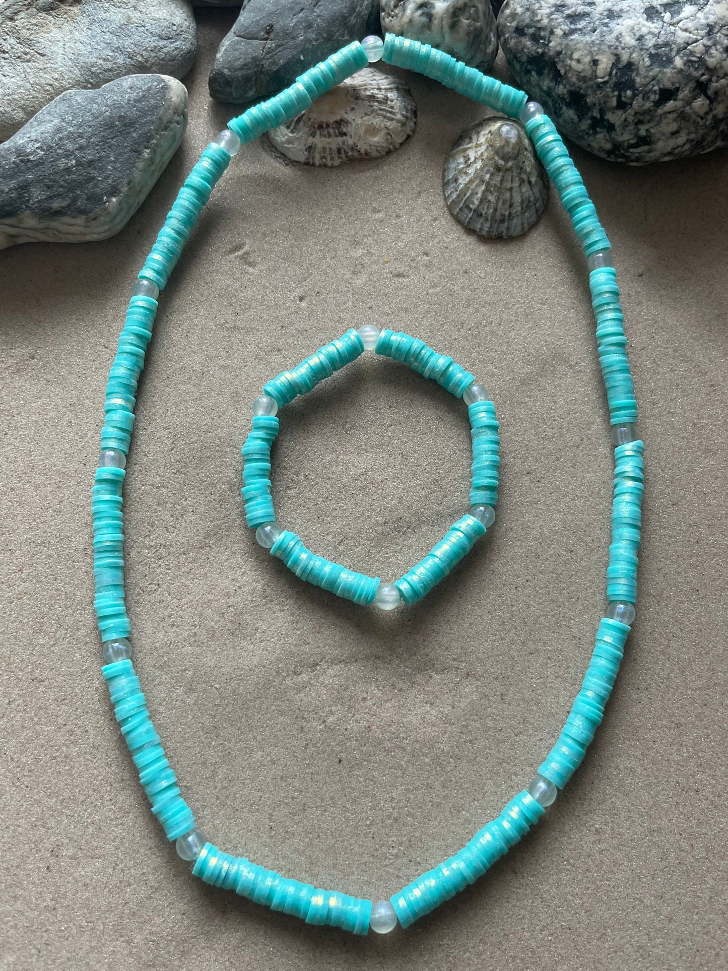 Children’s Clay Heishi Beaded Necklace & Bracelet Set