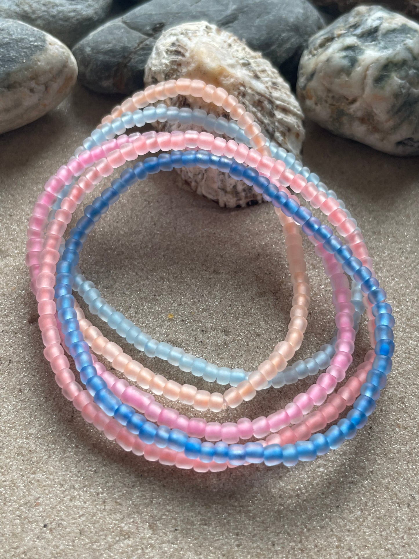 Pink Luminous Frosted Glass Bead Bracelet (Pick N Mix)