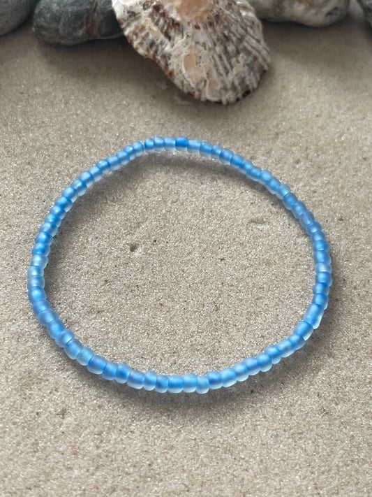 Blue Luminous Frosted Glass Bead Bracelet (Pick N Mix)