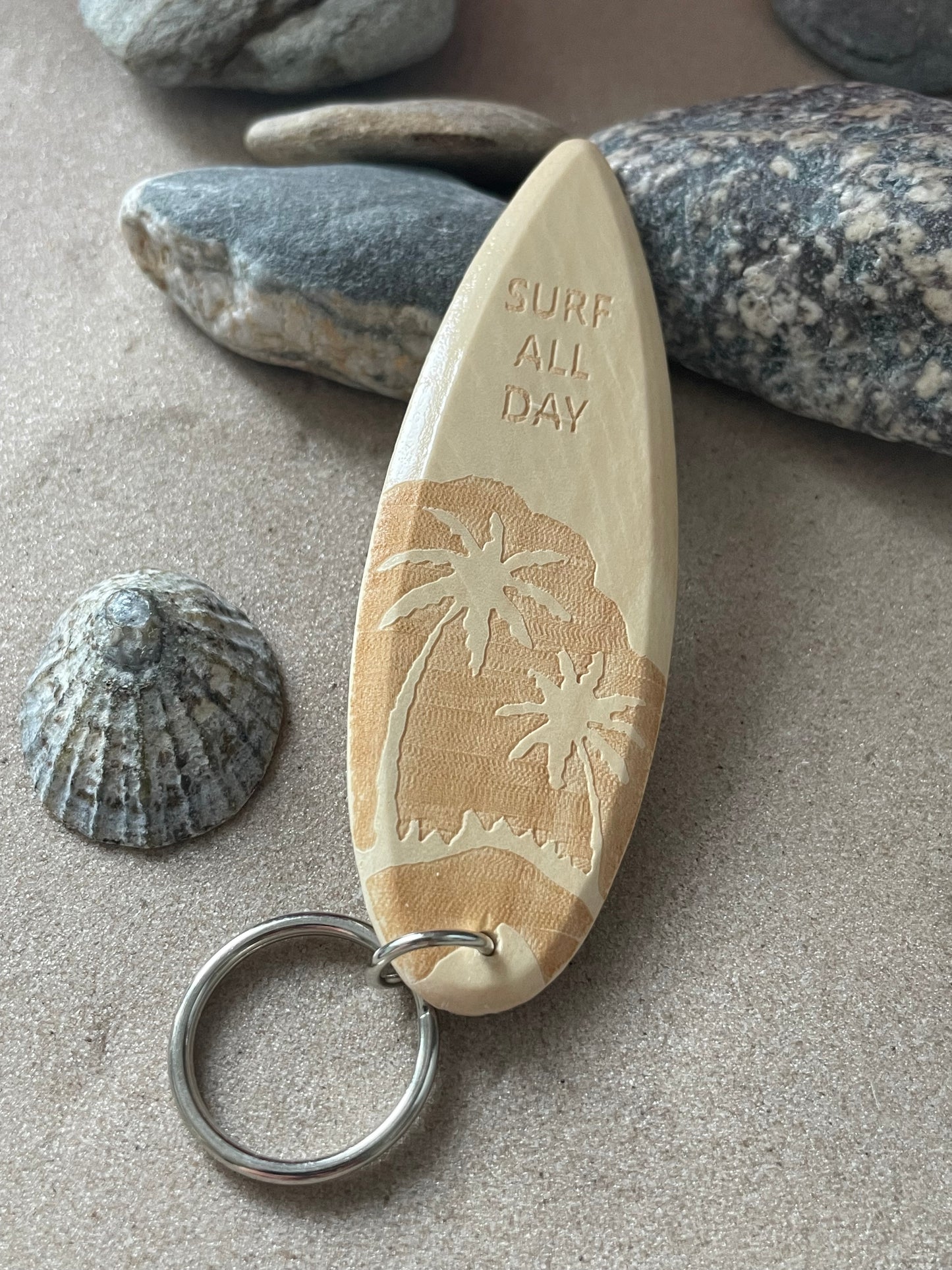 Wooden Mini Surfboard Keychains
