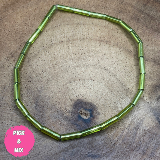 Long Tube Grass Green Beaded Bracelet (Pick N Mix) Wasson Wax