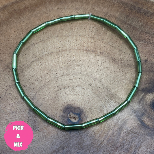 Long Tube Green Beaded Bracelet (Pick N Mix) Wasson Wax