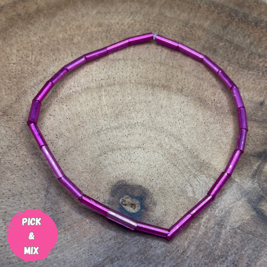 Long Tube Pink Beaded Bracelet (Pick N Mix) Wasson Wax
