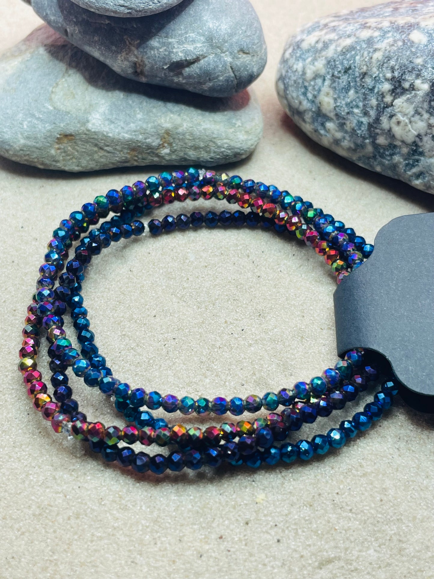 Natural Crystal Quartz Stone Beaded Bracelet Set #Design2