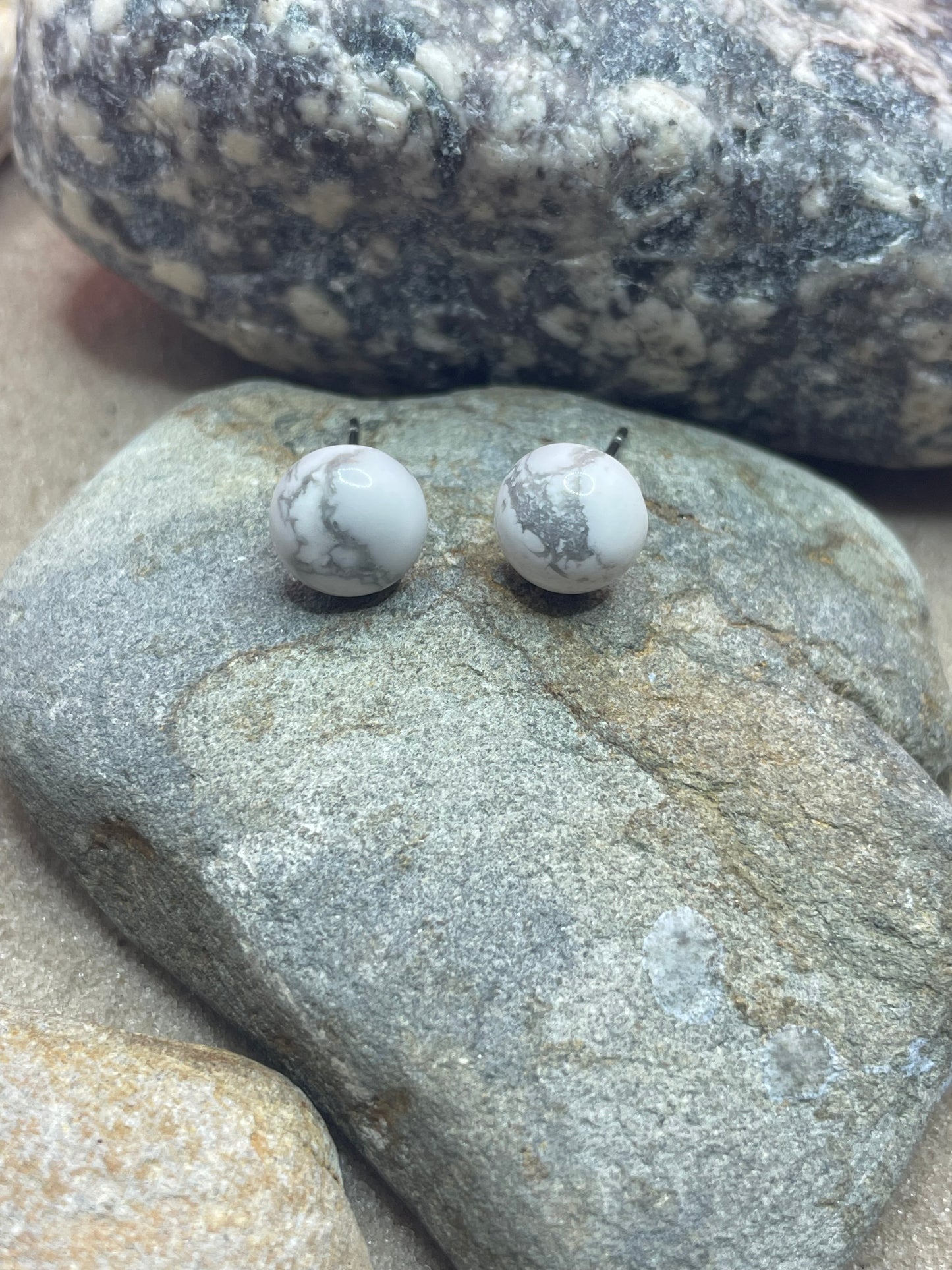 Howlite Gemstone Stud Earrings