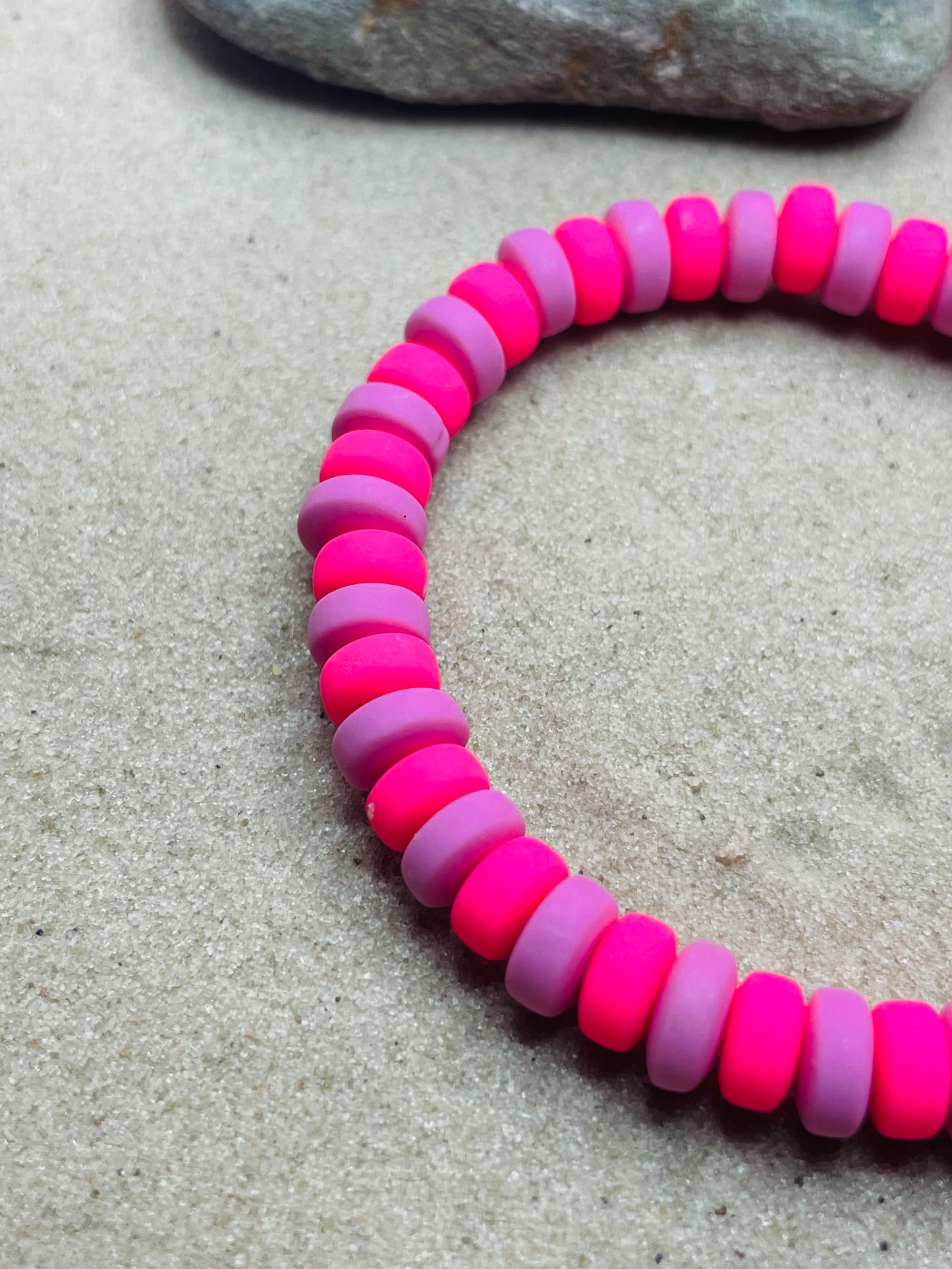 Pink Two Tone Clay Beaded Bracelet