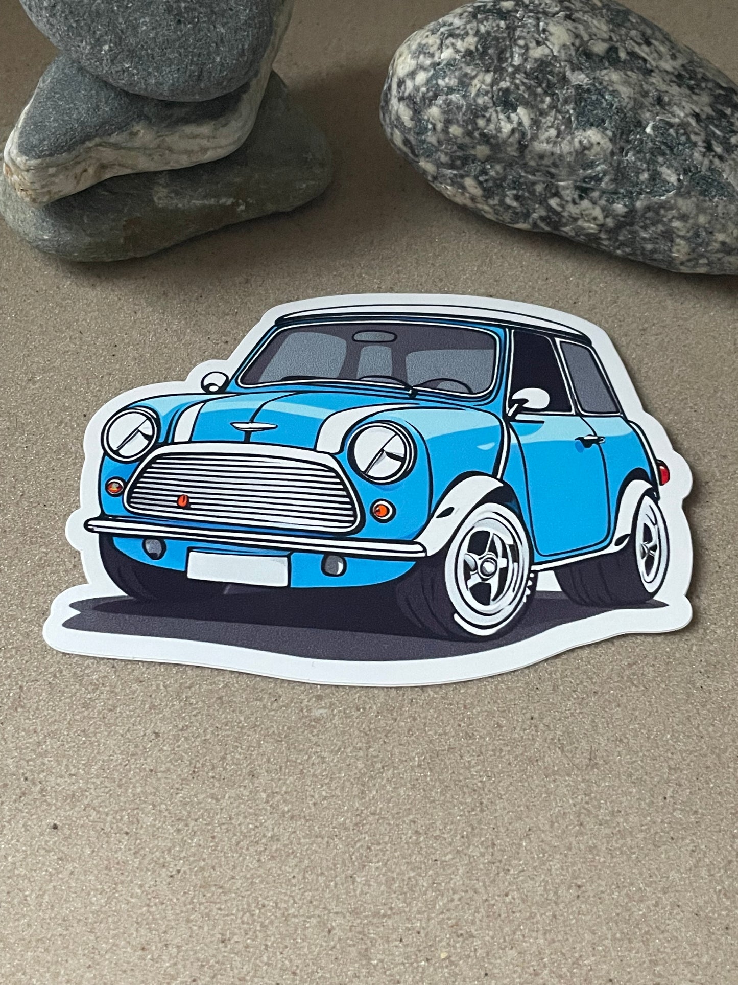 Blue Mini Car Vinyl Die-Cut Sticker