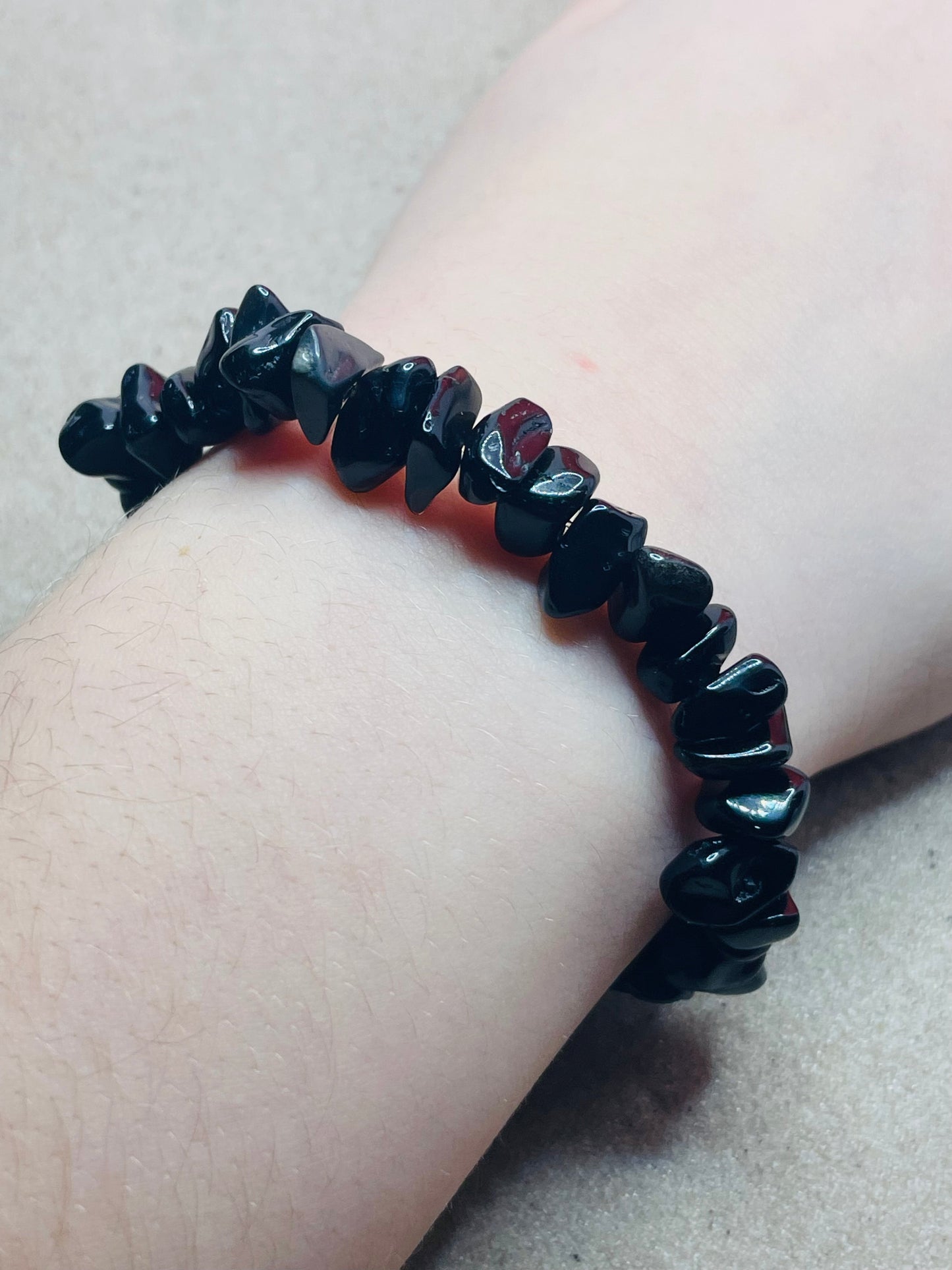 "Nosweyth" Natural Black Obsidian Chip Bead Bracelet - Clarity