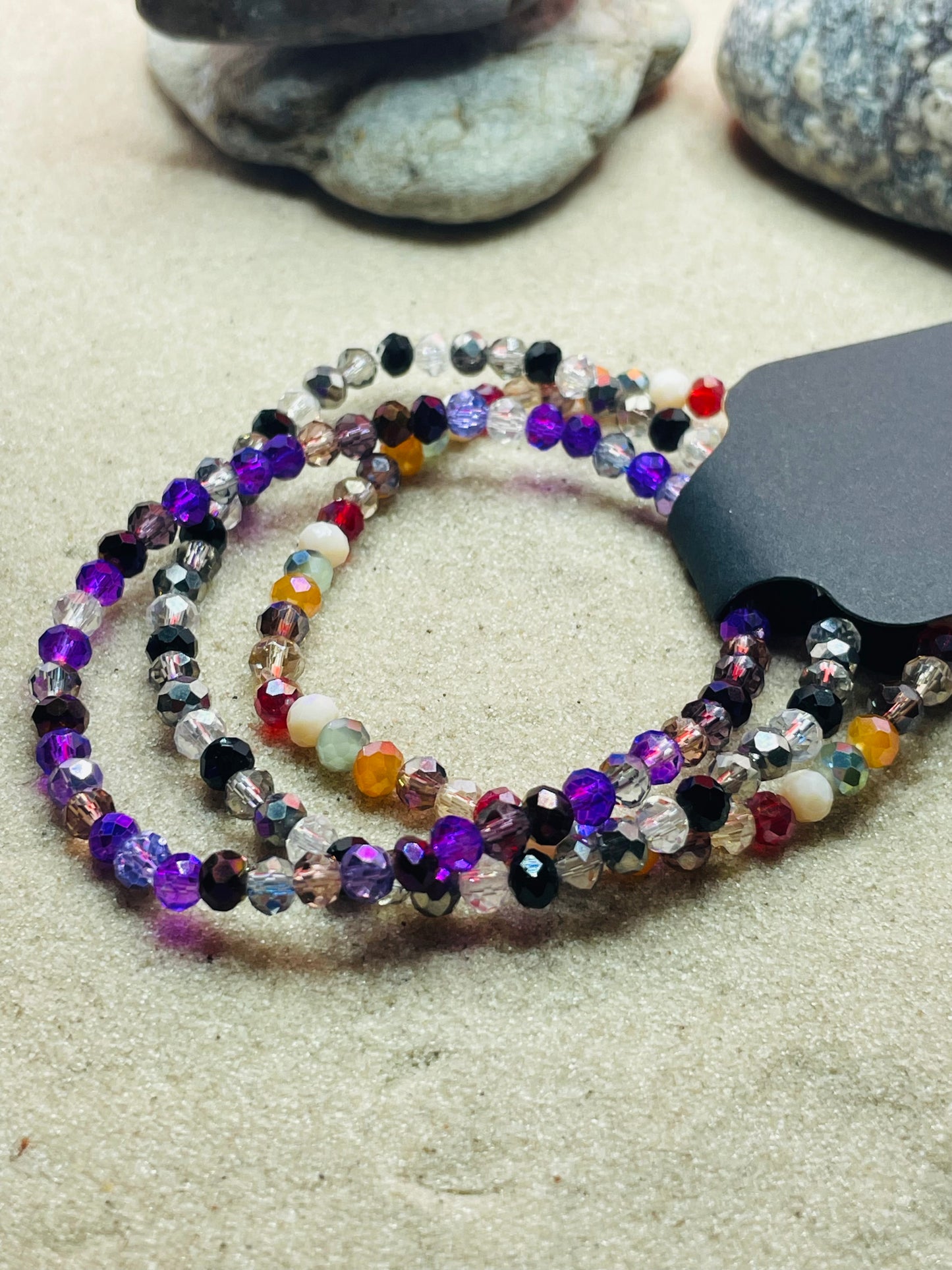 Multicoloured Austria Crystal Faceted Rondelle Glass Beaded Bracelet Set Design#1