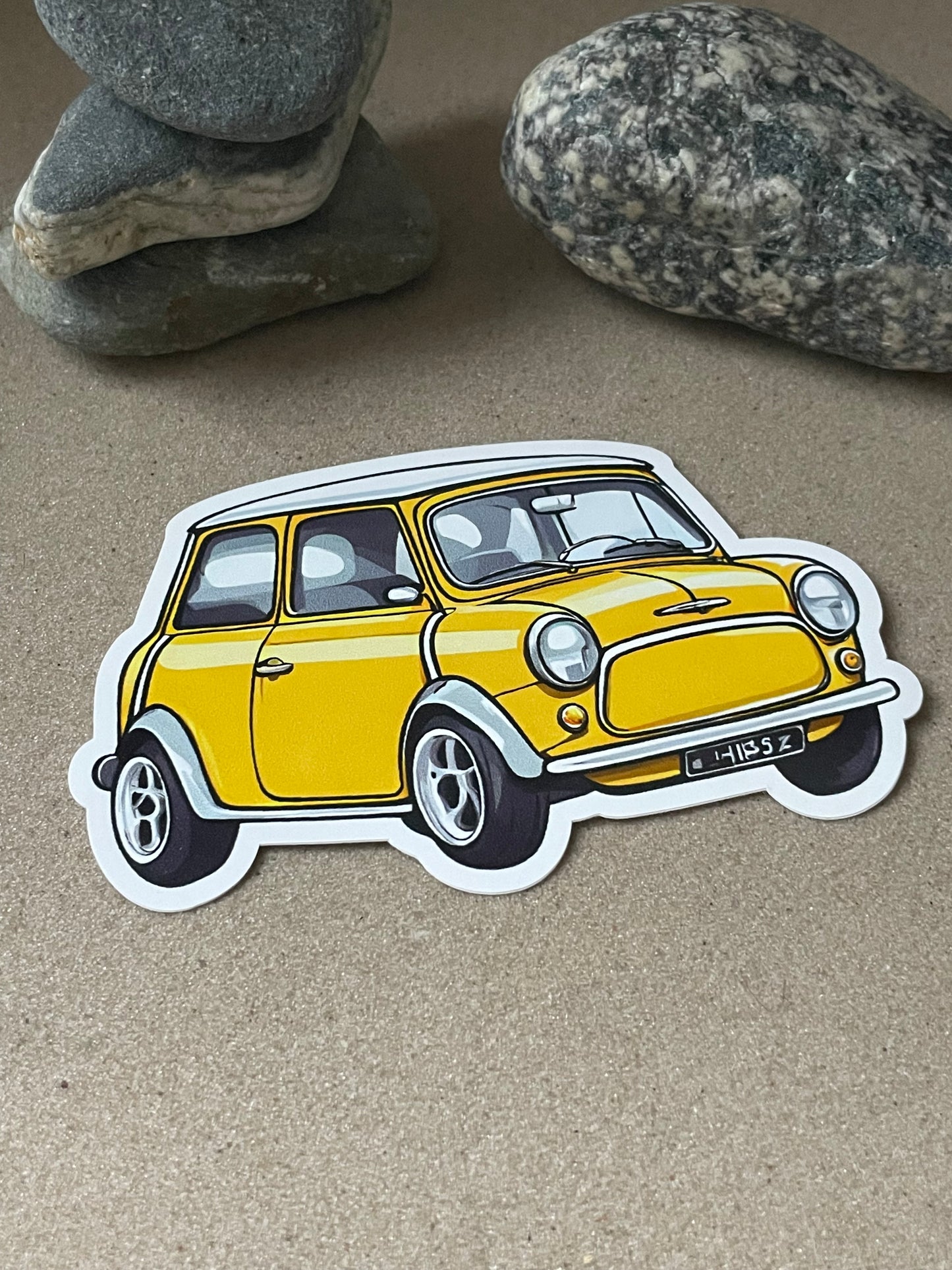 Yellow Mini Car Vinyl Die-Cut Sticker