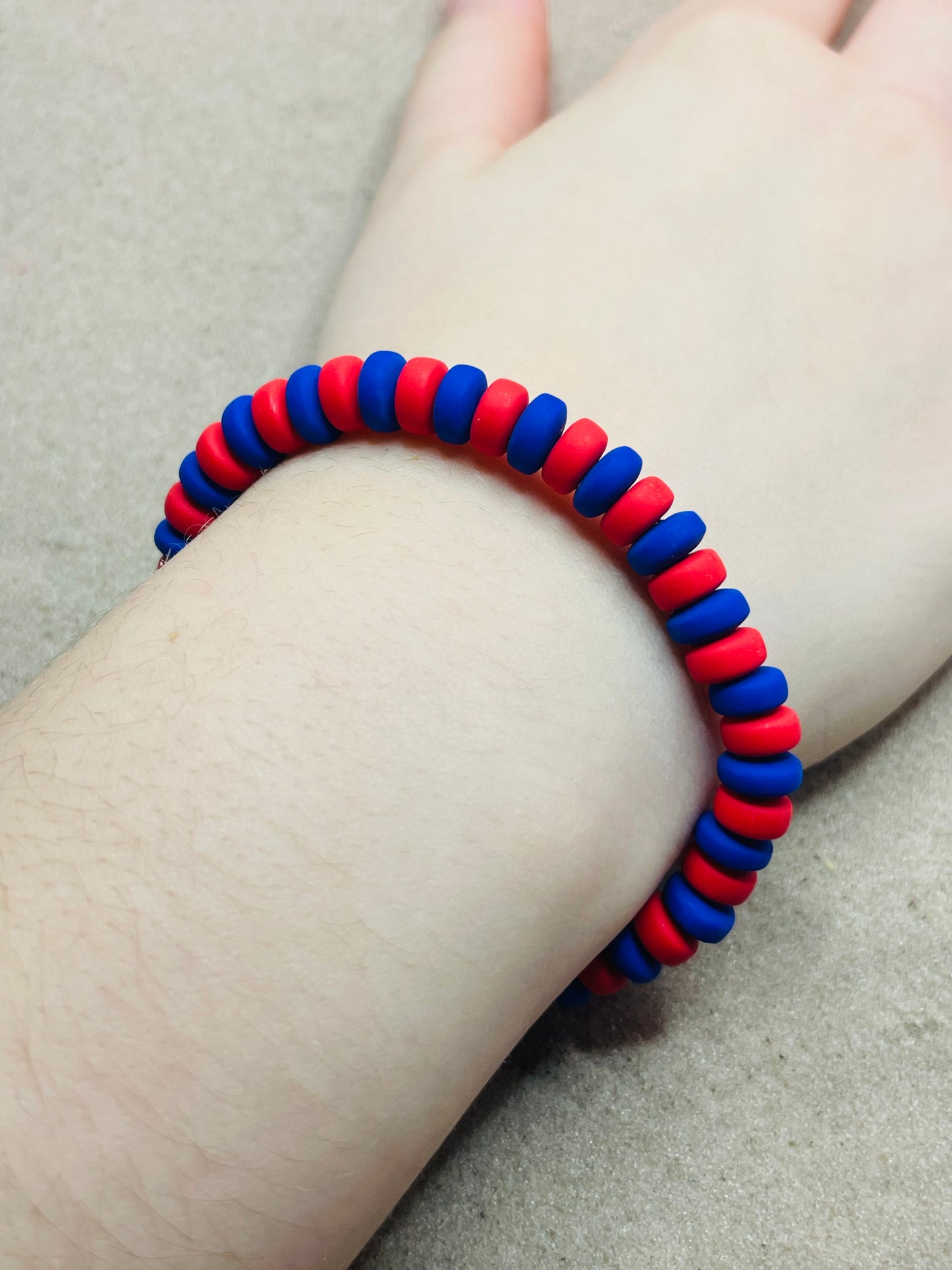 Red & Blue Two Tone Clay Beaded Bracelet