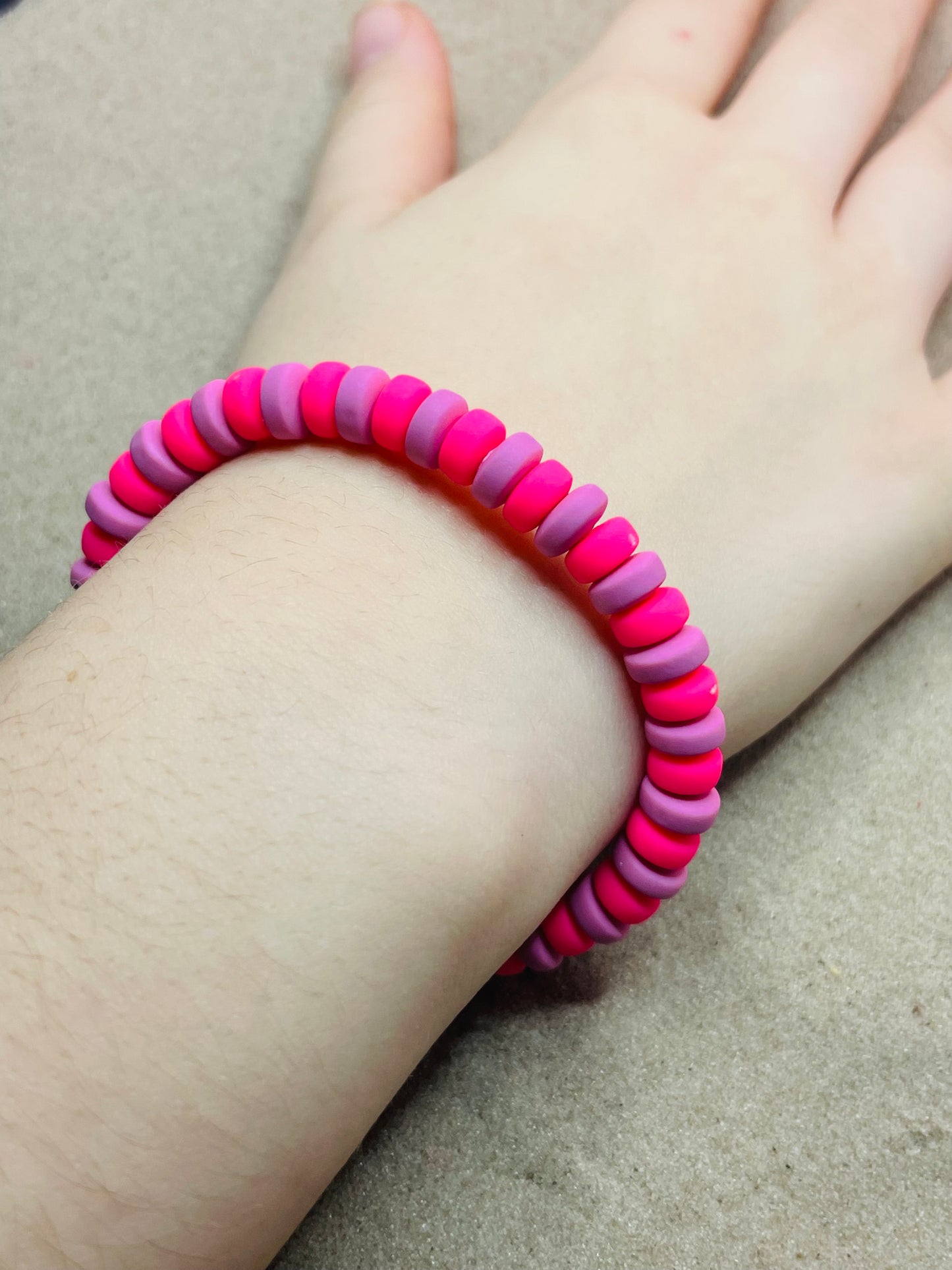 Pink Two Tone Clay Beaded Bracelet