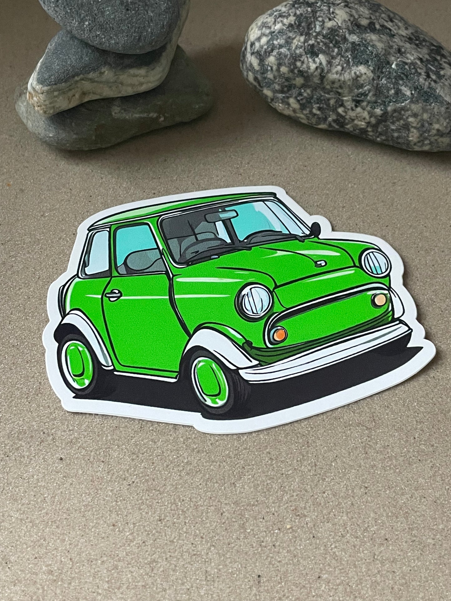 Green Mini Car Vinyl Die-Cut Sticker