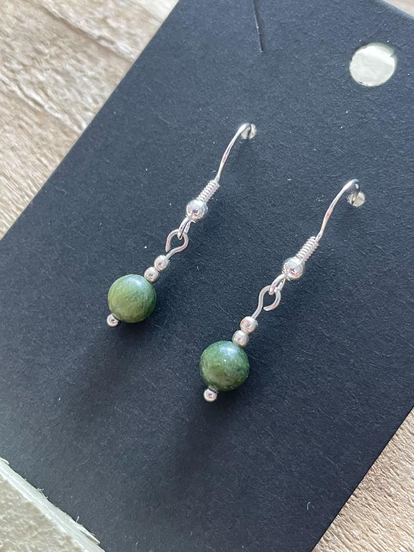 Green Jade Gemstone Beaded Earrings Wasson Wax