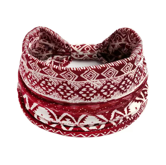 Red Aztec Pattern Headband Wasson Wax