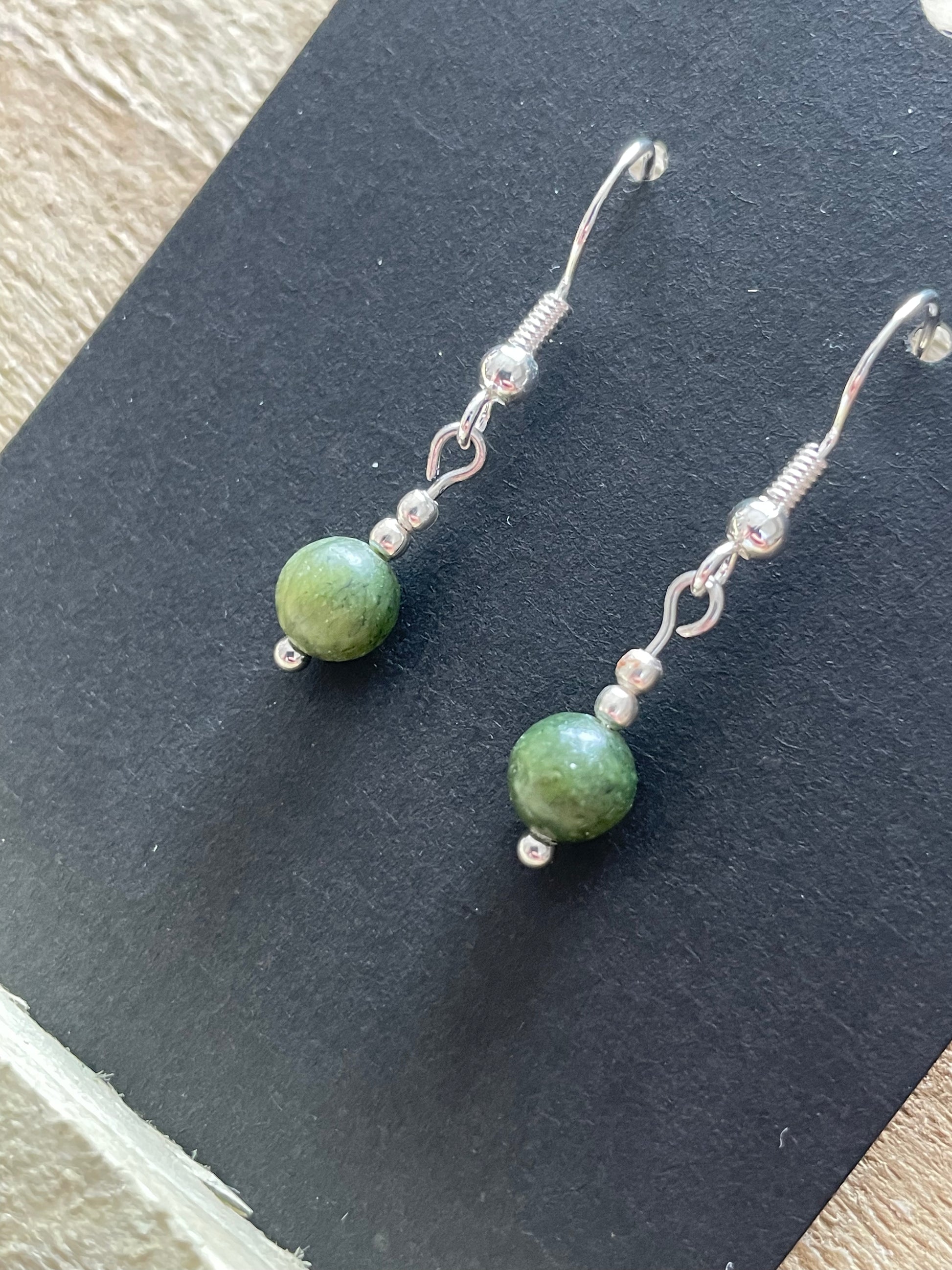 Green Jade Gemstone Beaded Earrings - Wasson Wax