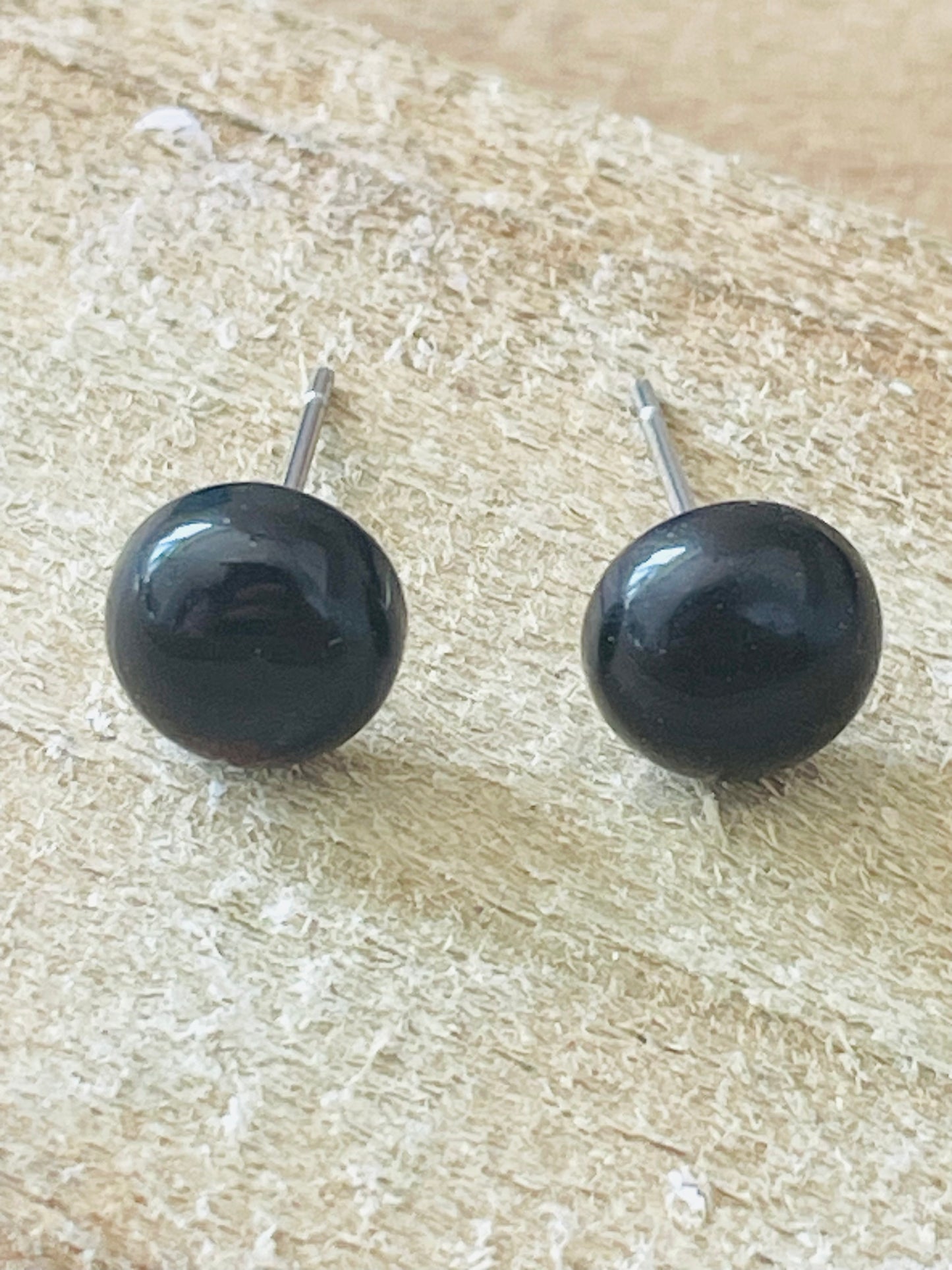 Black Agate Gemstone Stud Earrings - Wasson Wax
