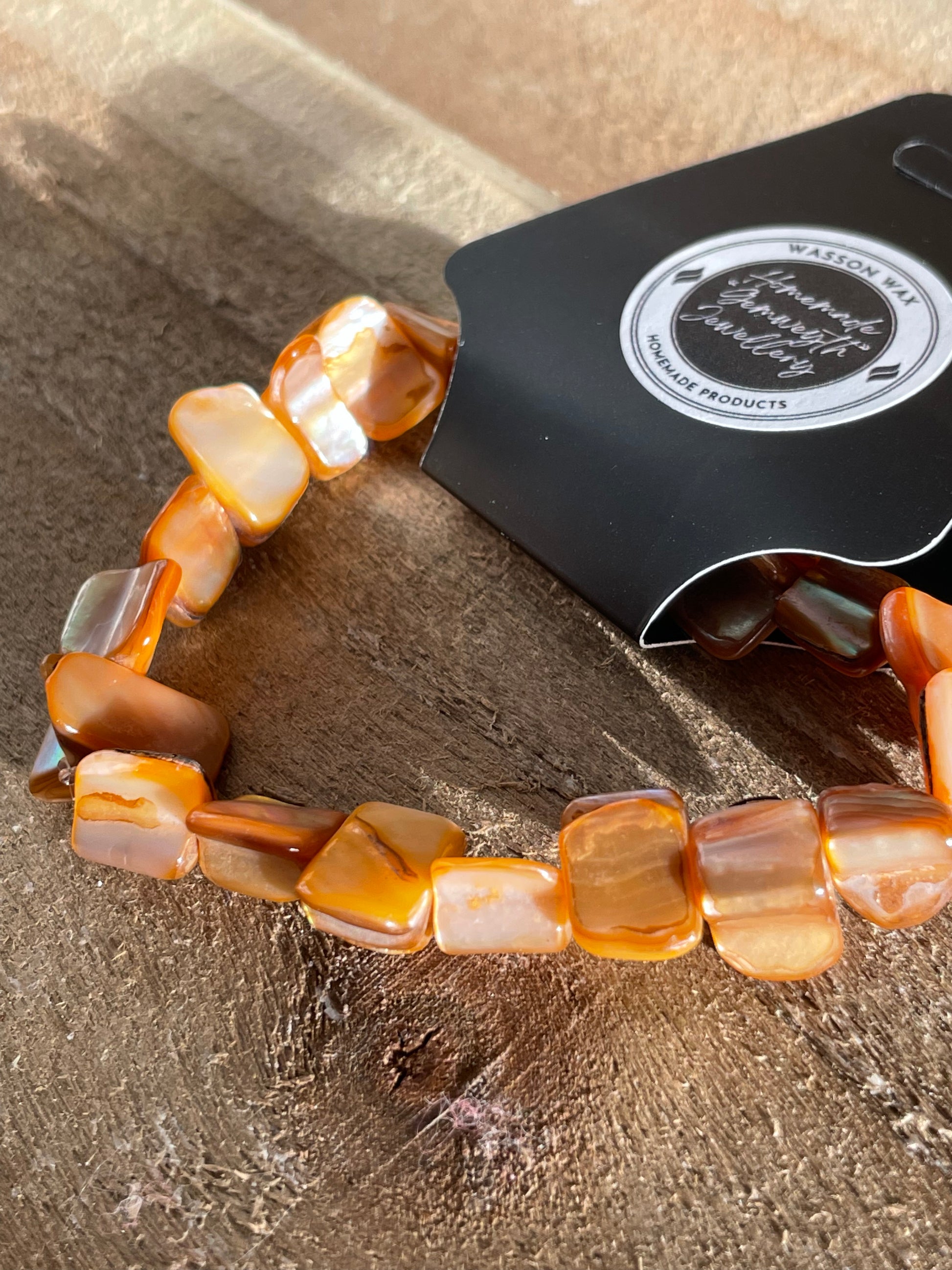 Orange - Shell Beaded Bracelet - Wasson Wax